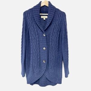 Cabelas Women's Cable Knit Cardigan Sweater Chunky Warm Long Line Size Medium